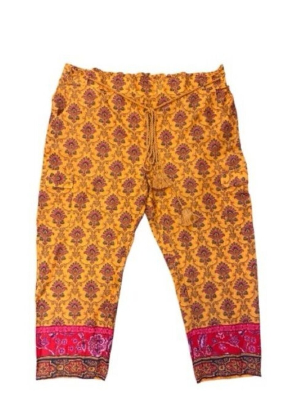 Sundance Lightweight Floral Cargo Cotton Pockets Capri Pants Size 2X